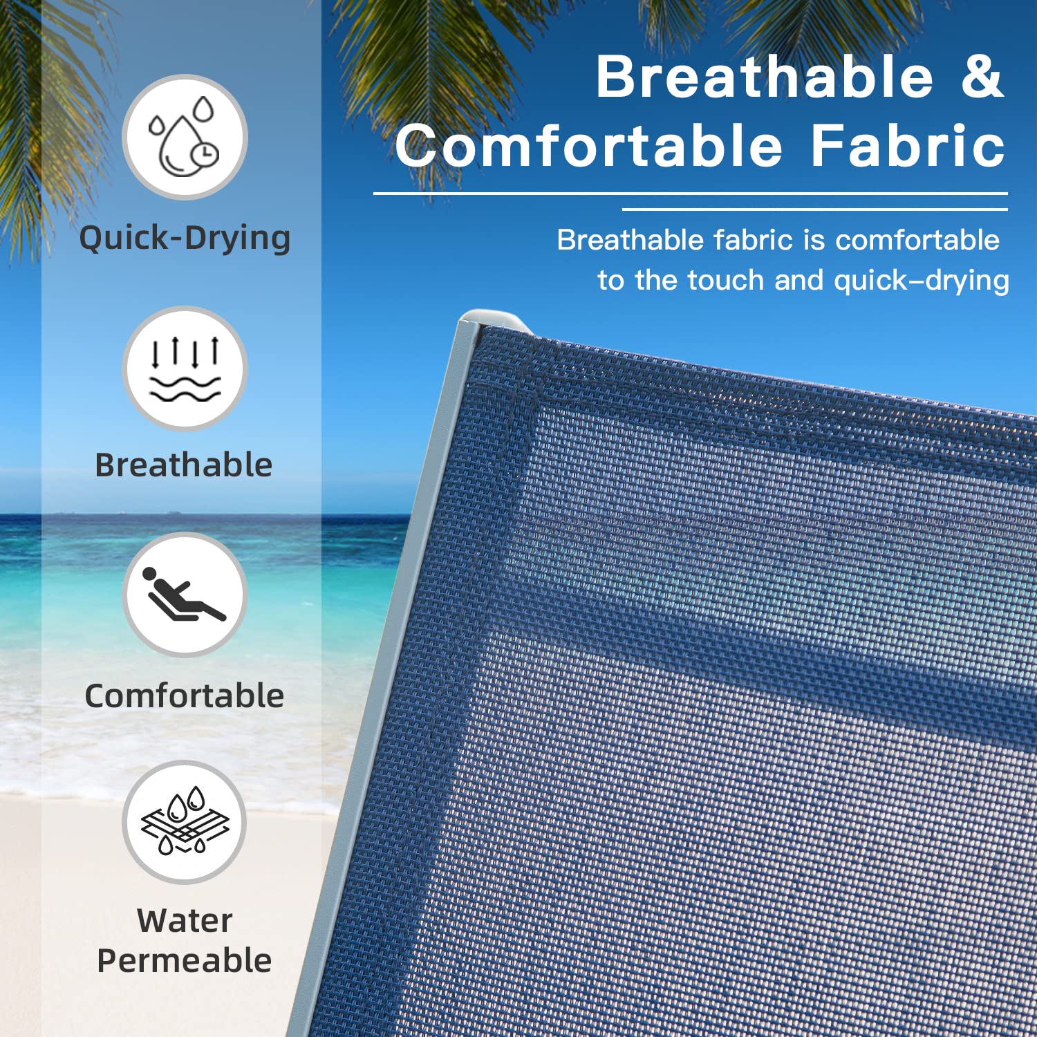 3-Piece Domi Aluminum Lounge Chair Set - Adjustable for Pool, Garden & Beach
