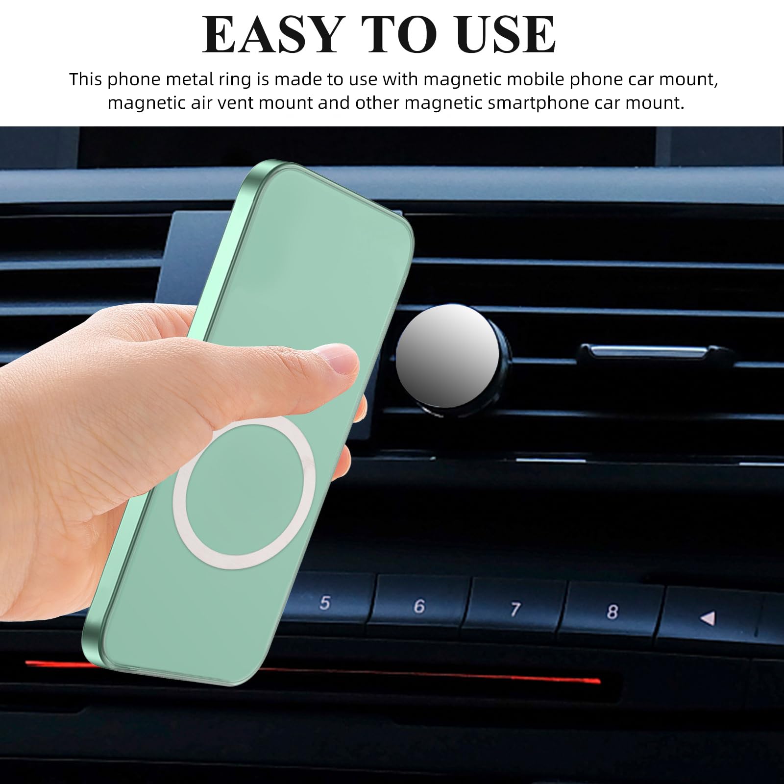 ARTIBETTER 6pcs Magnetic Phone Case Stickers - Stainless Steel for Car Mount & Phone Mounting