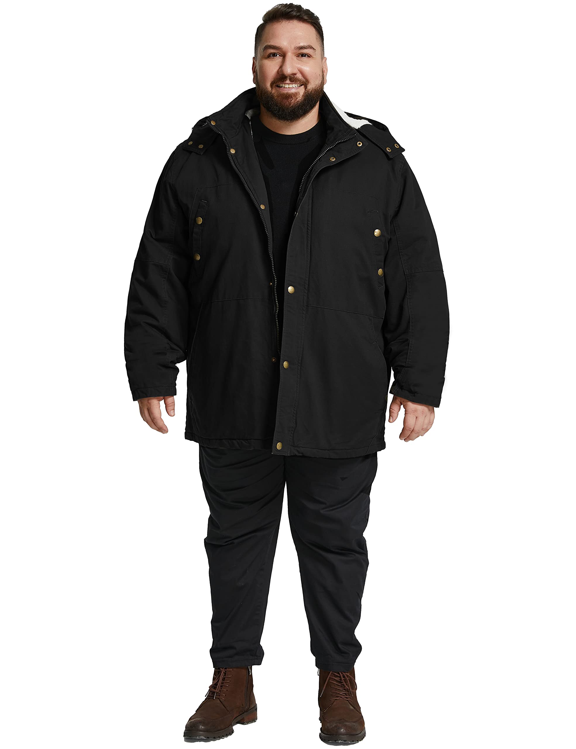 Soularge Men's Big & Tall Military Winter Jacket - Heavyweight Sherpa Lined Parka Coat with Detachable Hood for Extreme Cold Weather | Outdoor Work, Snow Activities & Winter Adventures