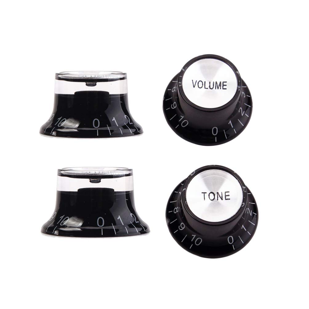 2-Pack Black Electric Guitar Bass Control Knobs - Replacement Potentiometer Knobs for Electric Guitar & Bass - Perfect for Tone & Volume Adjustment in Studio & Live Performances