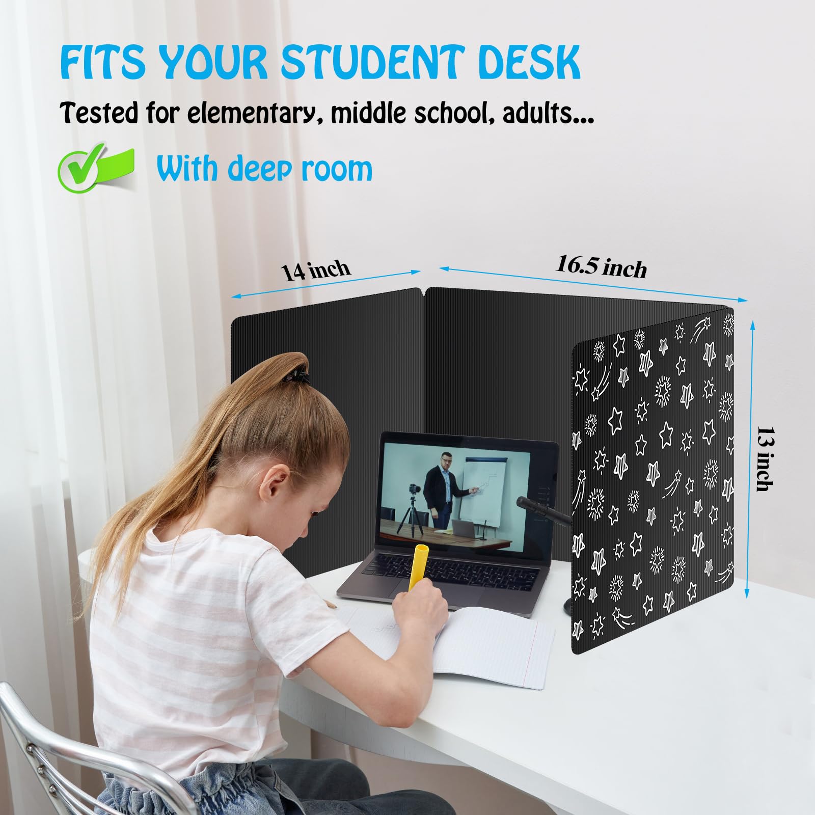 24-Pack Black Waterproof Plastic Desk Dividers for Students - Durable Study Carrel & Testing Privacy Shields - Easy to Clean Classroom Supplies for Teachers | Perfect for Exams, Study Sessions & Organized Learning Spaces