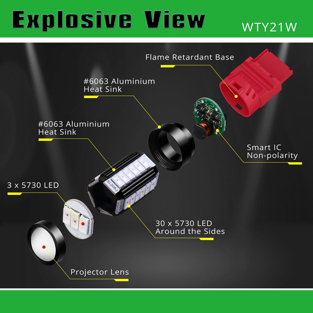 WT21W LED Backup Reverse Light Bulbs - Compatible with 2020-2022 Ford F150, F250, F350 - Bright White Reverse Lights for Night Driving & Parking Safety