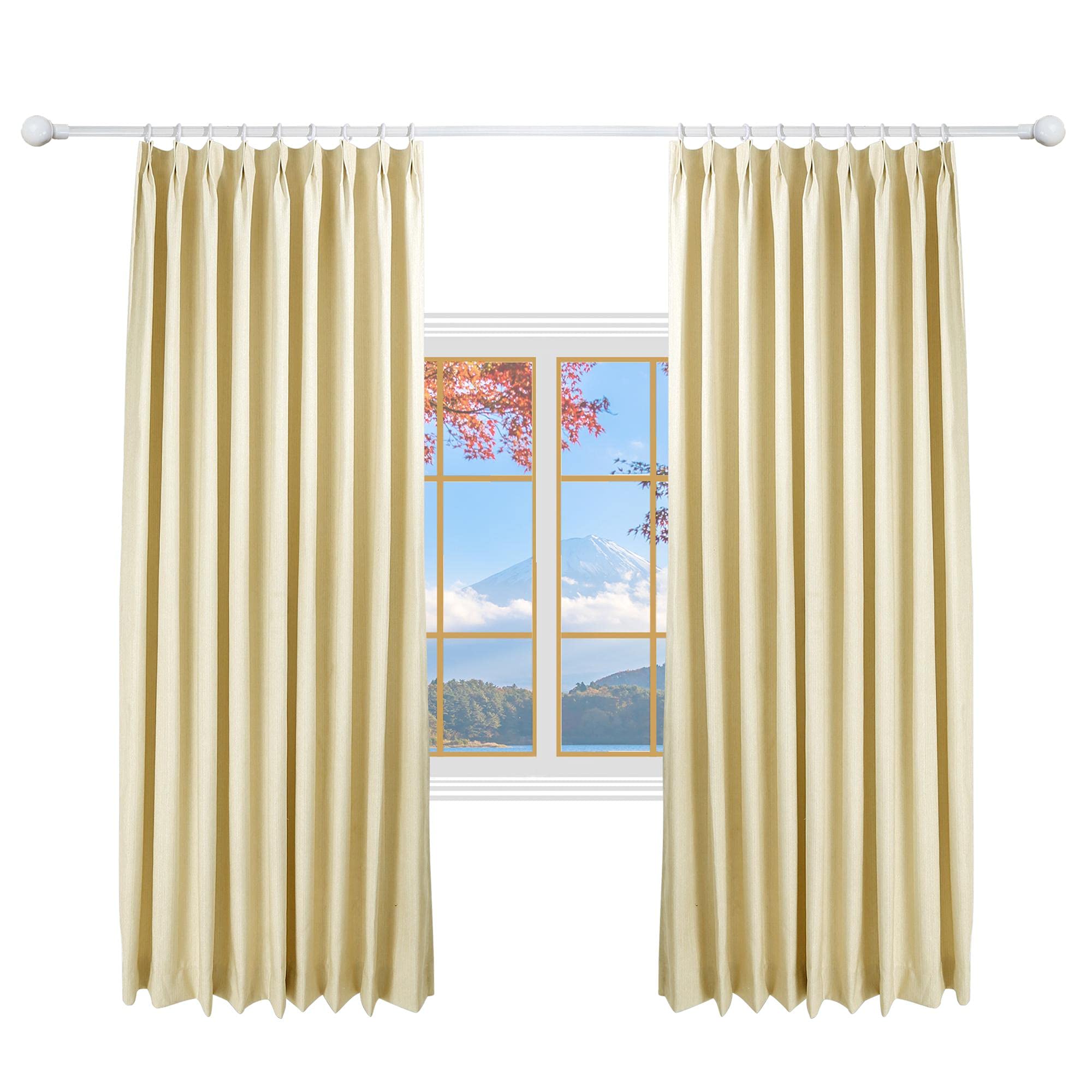 Blackout Curtains 84x96 Inch - Pinch Pleat Room Darkening Drapes for Bedroom & Living Room, 1 Panel Beige - Perfect for Sleep, Privacy & Light Control