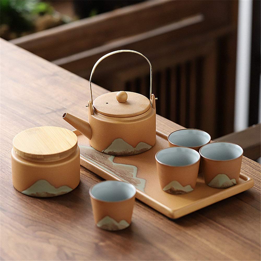 Elegant 2-Piece Ceramic Tea Cup and Handle Set with Matching Tray - Perfect for Afternoon Tea, Home Decor & Housewarming Gifts - Ideal for Couples, Tea Lovers & Home Entertaining