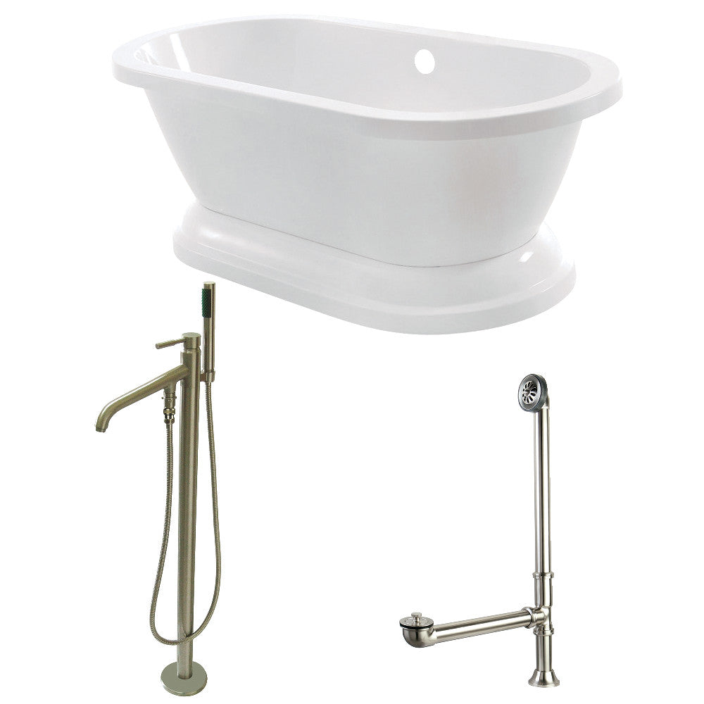 67 Inch Acrylic Double-Ended Freestanding Bathtub with Faucet and Supply Lines - Luxurious Soaking Tub for Master Bathroom or Spa Retreat