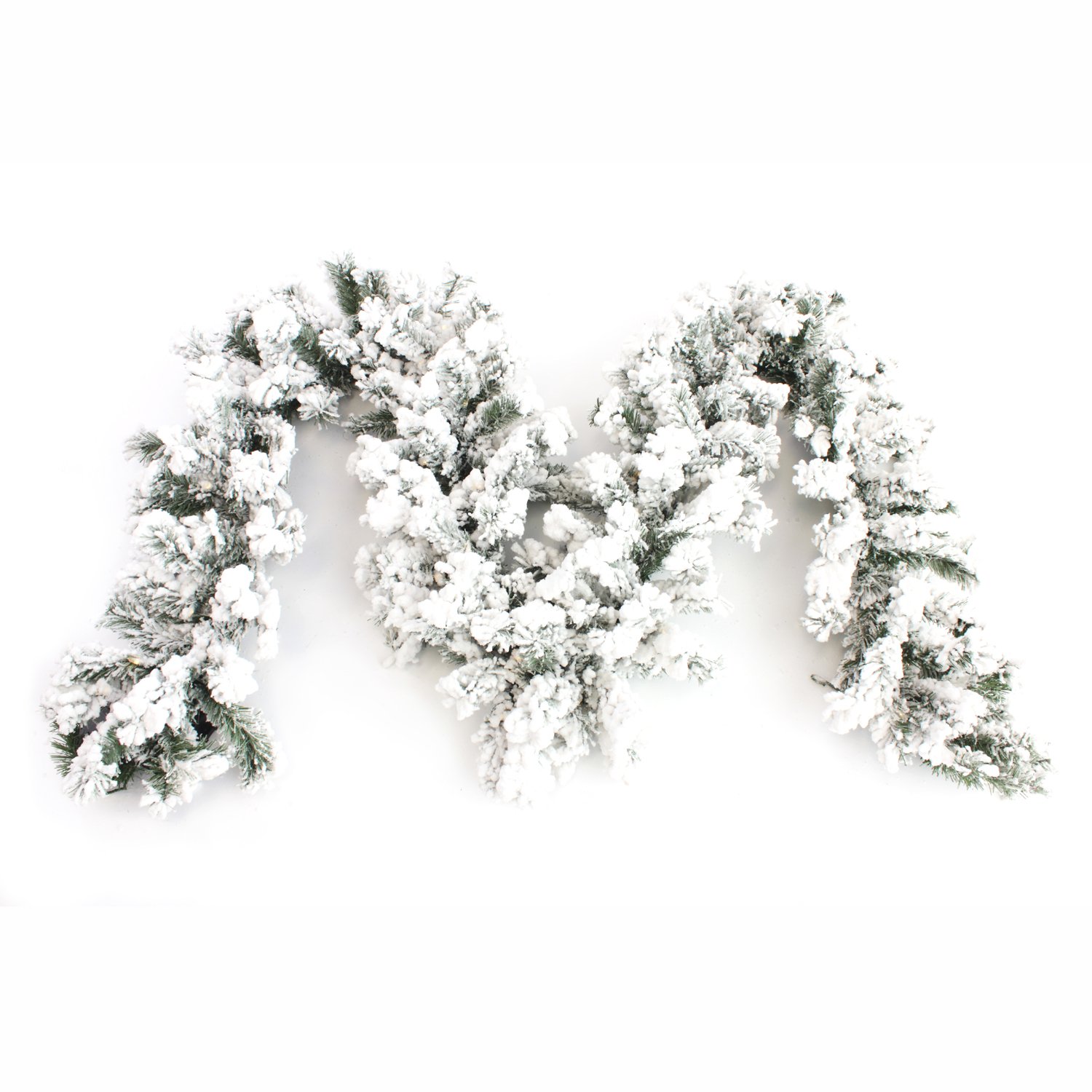9ft Pre-Lit Flocked Artificial Christmas Wreath with Warm White LED Battery Operated Lights - Perfect Holiday Decoration for Front Door, Fireplace & Indoor Christmas Decor