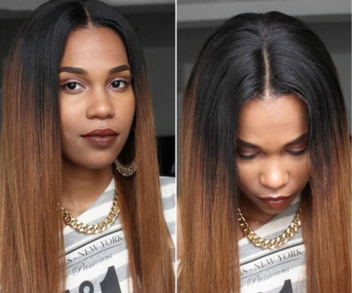 Ombre Blonde Human Hair Wig for Black Women - Glueless Lace Front Brazilian Virgin Hair Wig (1B/30, 14