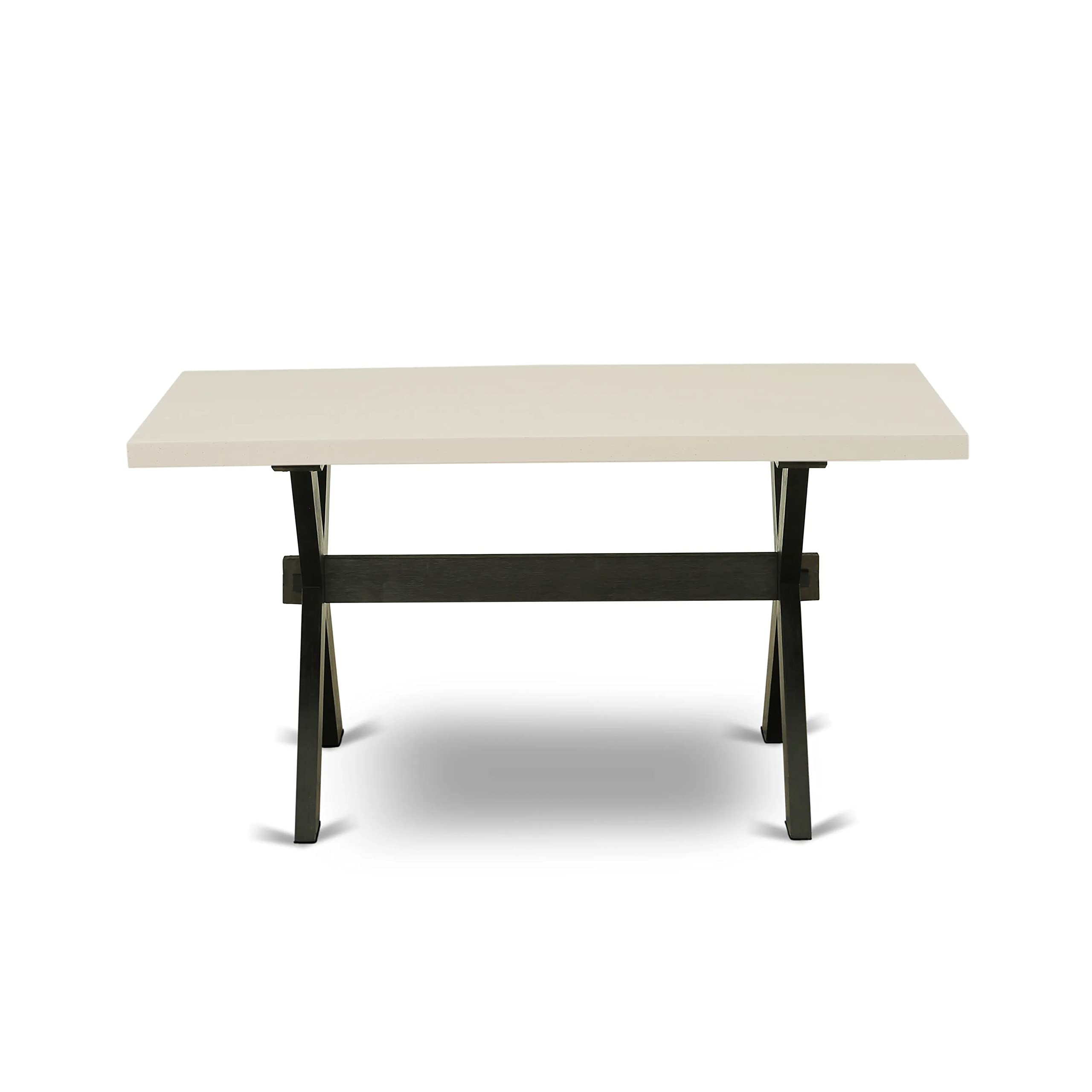 East West Furniture 5-Piece Kitchen Table Set - 36x60 Inch Rectangle Dining Table with X-Legs & 4 Blue Fabric Chairs | Modern 4-Seater Dining Room Furniture for Small Spaces | Perfect for Breakfast Nooks, Apartments, and Cozy Family Meals