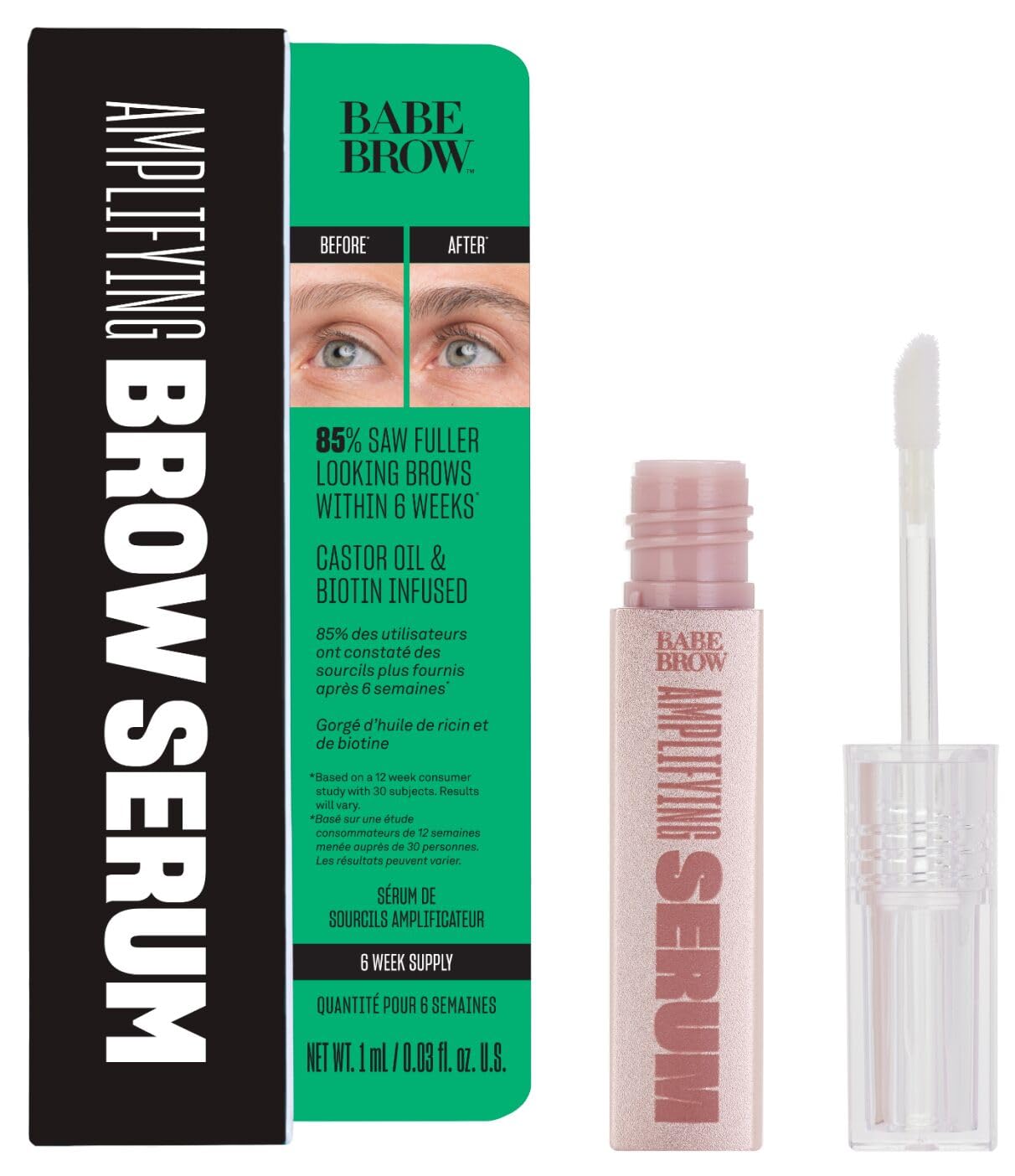 Babe Original Eyebrow Growth Serum for Thicker Brows - Castor Oil & Biotin Enriched Formula with Repairing Amino Acids | Natural Brow Enhancer for Fuller Eyebrows | Perfect for Daily Eyebrow Care & Styling