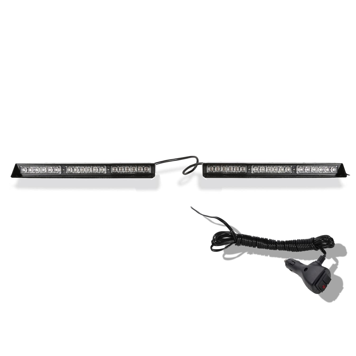 3W Interior LED Strobe Light Bar for Vehicles - Emergency Warning Visor Light with Cigarette Lighter Plug | Ideal for Police, Security, and Emergency Vehicles