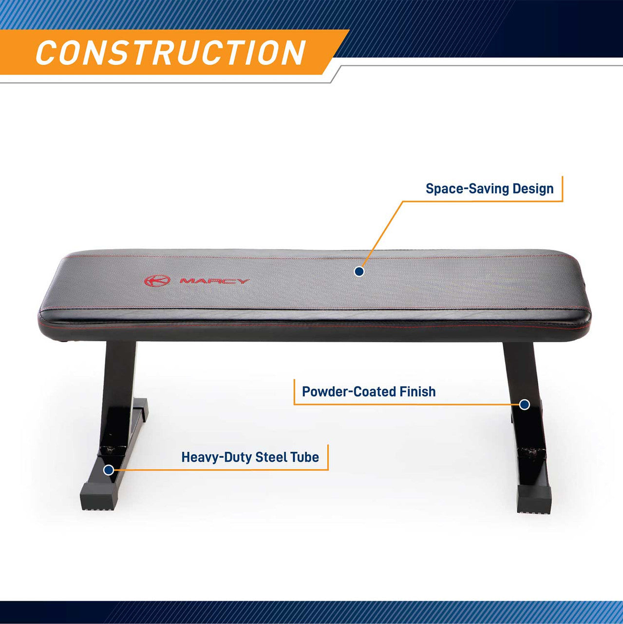 Marcy SB 315 Adjustable Utility Flat Weight Bench for Home Gym - Perfect for Strength Training & Workouts