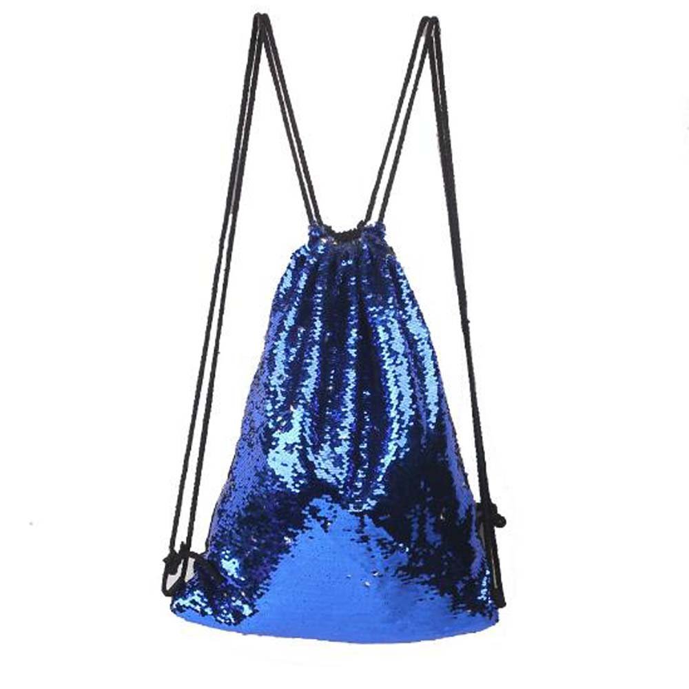 YEKEYI Mermaid Sequin Dance Bag Shining Shoulder Backpack - Waterproof Drawstring Sack for Cycling, Rave Parties, Gym, Beach & Outdoor Sports