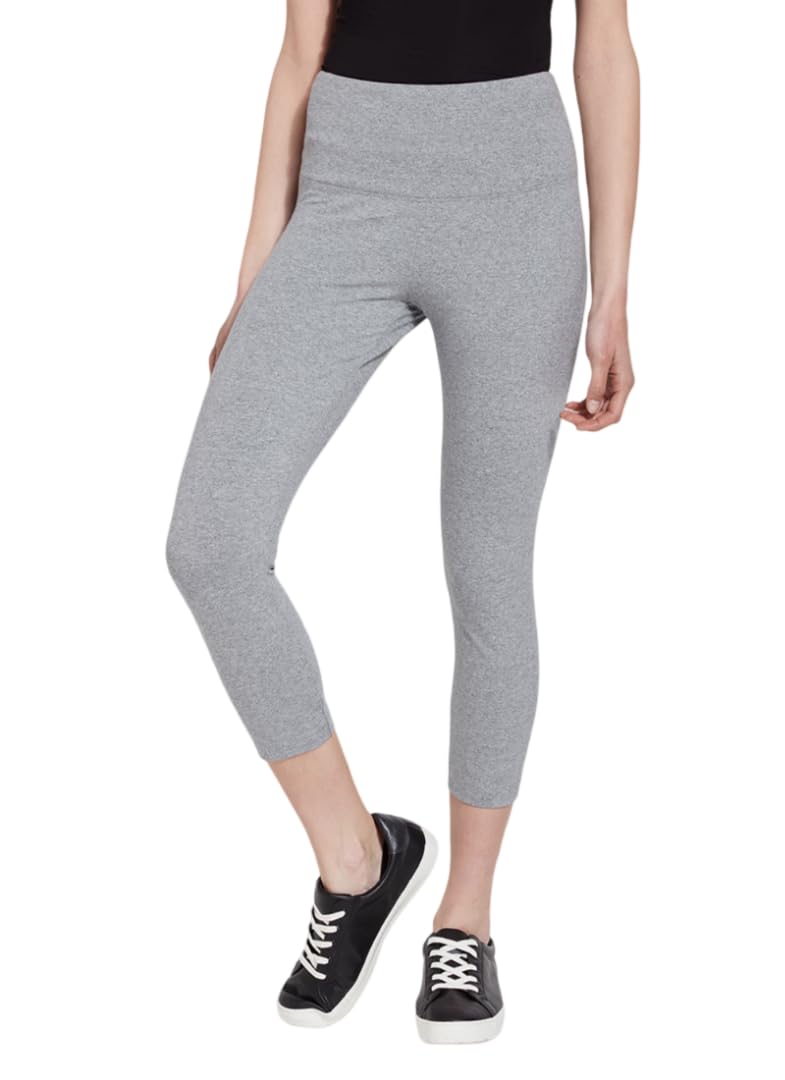Lyssé Women's Cotton Cropped Leggings - Soft Breathable Cotton Spandex Yoga Pants for Workout, Lounge & Everyday Wear