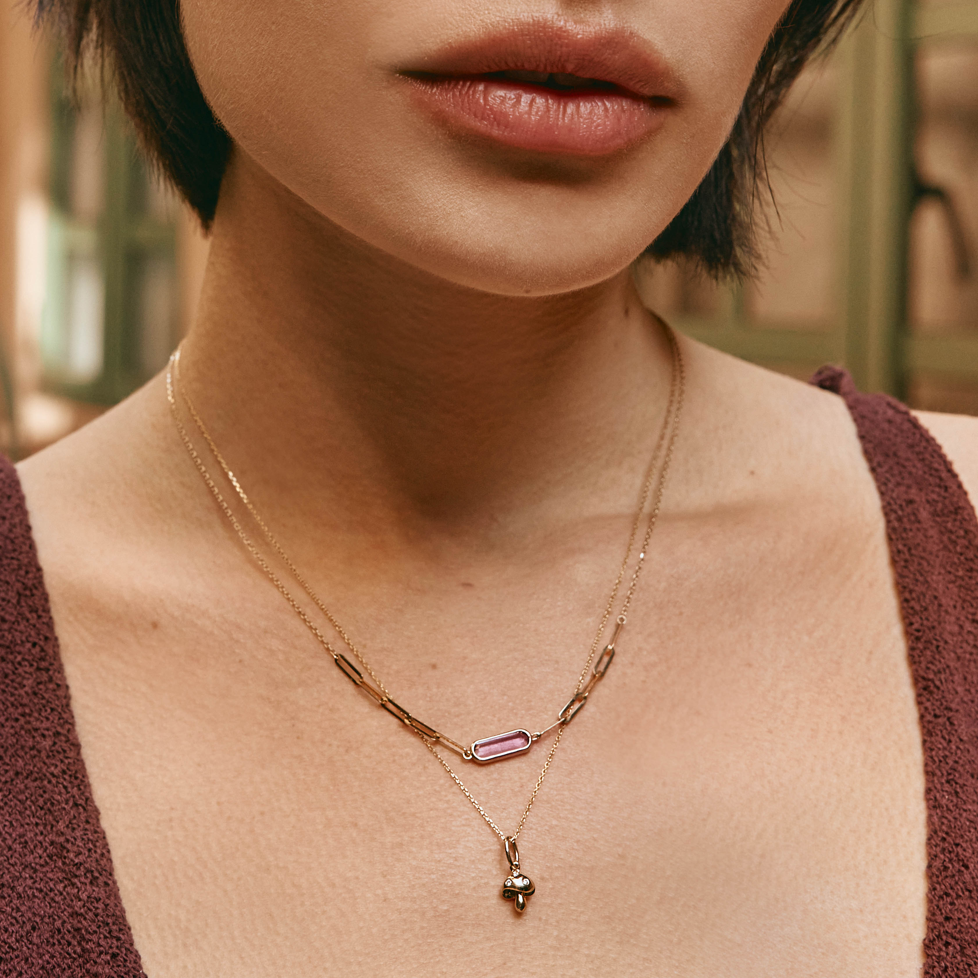 10k Gold Amethyst Oval Paperclip Chain Necklace for Women - Elegant Layering Jewelry for Everyday Wear & Special Occasions