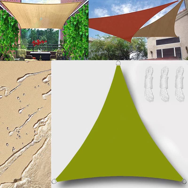 16x16x16ft Waterproof UV Protection Triangle Sun Shade Sail - Outdoor Canopy for Garden, Patio, Pool & Backyard with Rope Kit (Yellow Green) - Perfect for Sun Protection, Outdoor Relaxation and Summer Gatherings