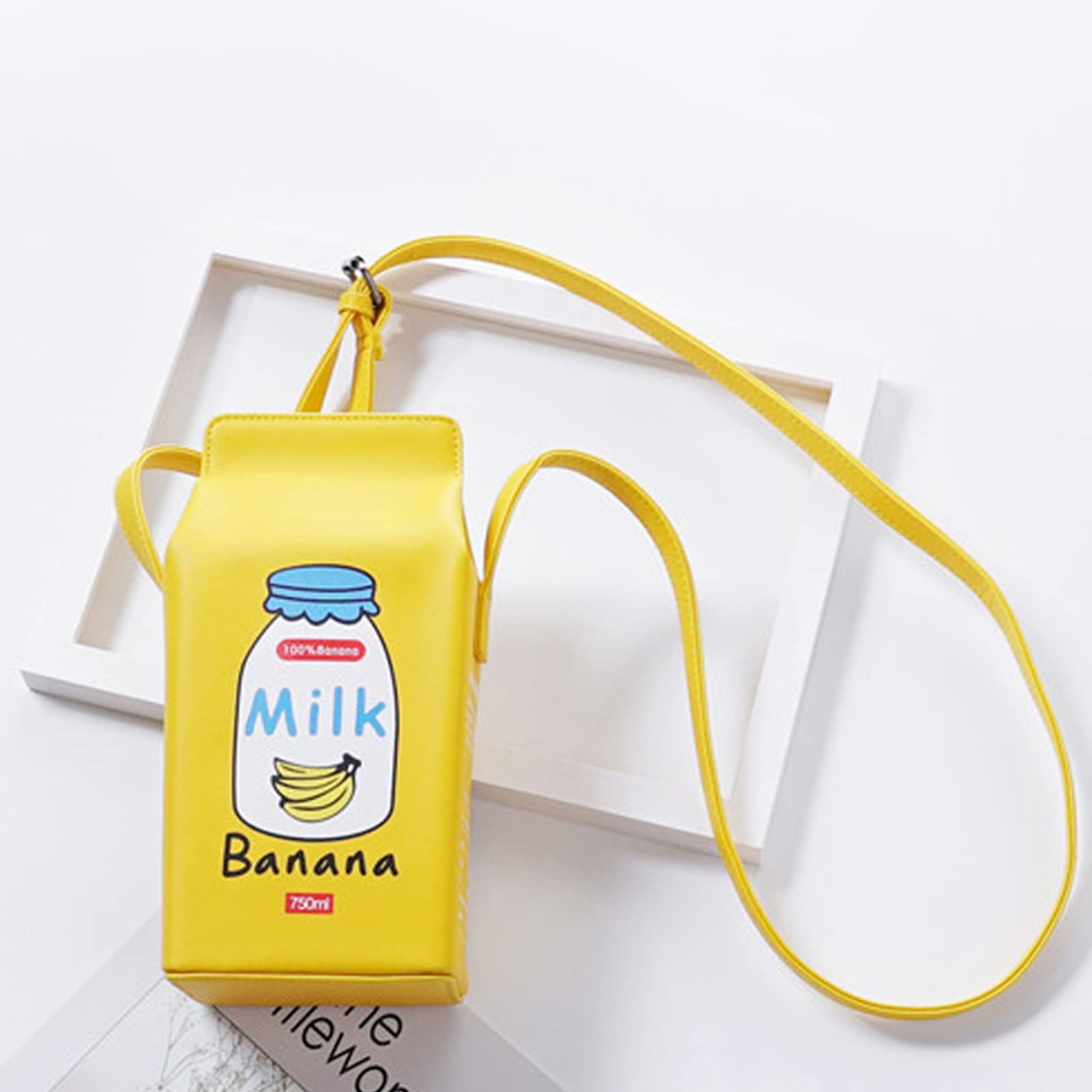 Women's Crossbody Shoulder Bag - Cute Fruit Printed Phone Wallet Purse (Banana & Strawberry Design) for Daily Use, Shopping & Travel