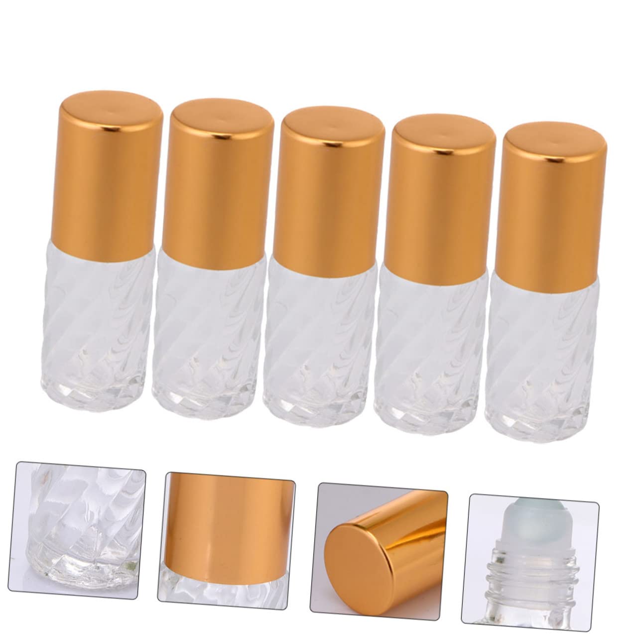SOESFOUFU 5-Pack Travel Size Essential Oil Roller Bottles - Portable Leak-Proof Perfume & Cosmetic Containers for Aromatherapy, DIY Blends, On-The-Go Toiletries - Perfect for Gym, Office, Vacation & Daily Use