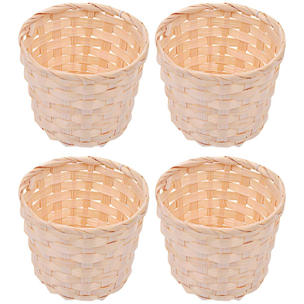 BESPORTBLE 4-Pack Bamboo Woven Storage Baskets - Durable Home Organization Containers for Laundry, Toys, Blankets & Decor | Perfect for Bedroom, Bathroom & Living Room Storage Solutions
