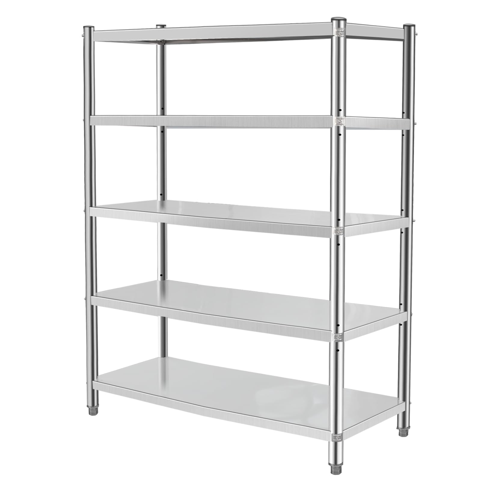 5-Tier Stainless Steel Shelving Unit 48x18x70 Inch - Adjustable Storage Rack for Kitchen Pantry, Office Organization, Garage & Warehouse Storage - Heavy Duty Metal Shelves for Home & Commercial Use