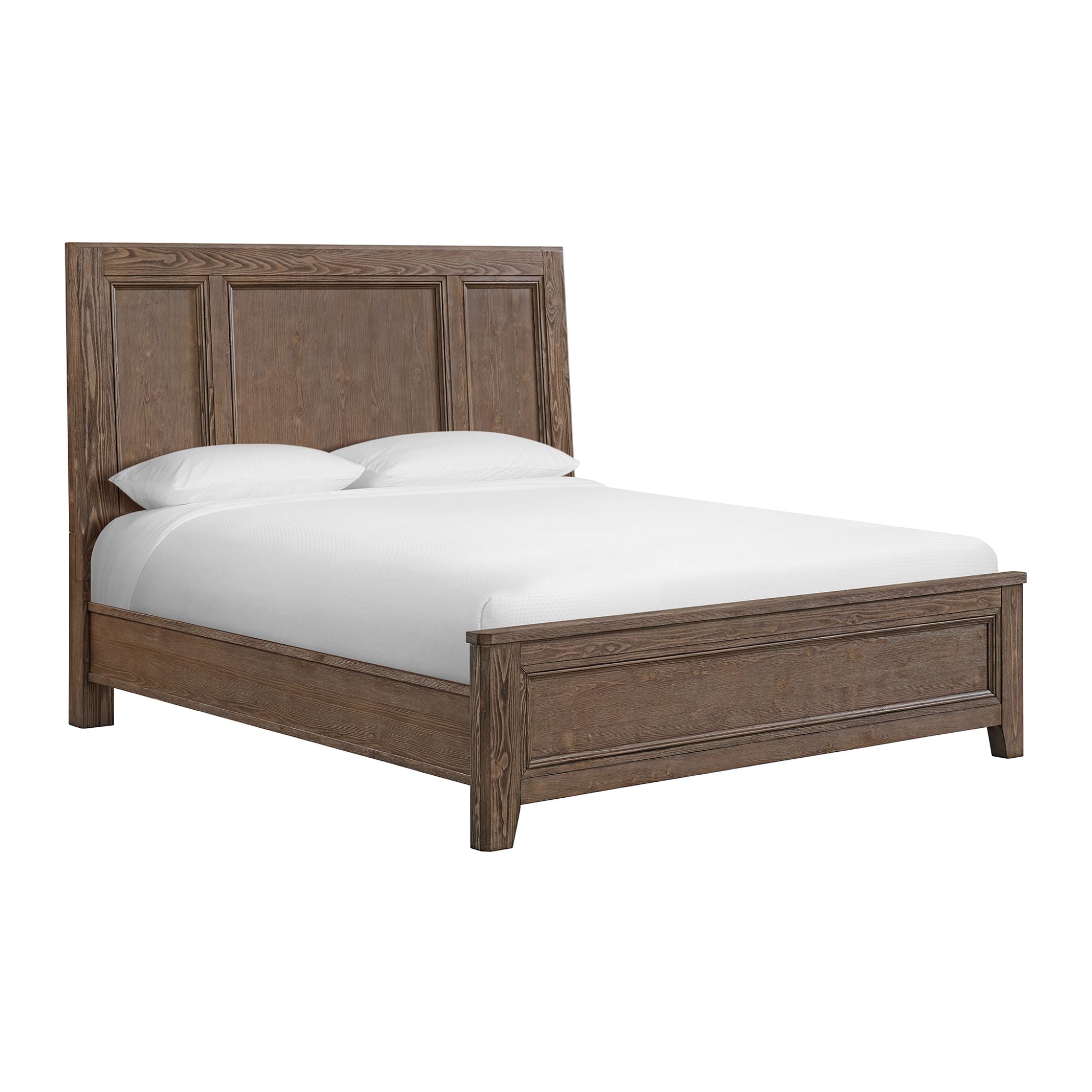Carlson 3-Piece Queen Size Panel Bed Frame Set in Weathered Chestnut Finish - Perfect for Master Bedroom, Guest Room & Modern Farmhouse Decor