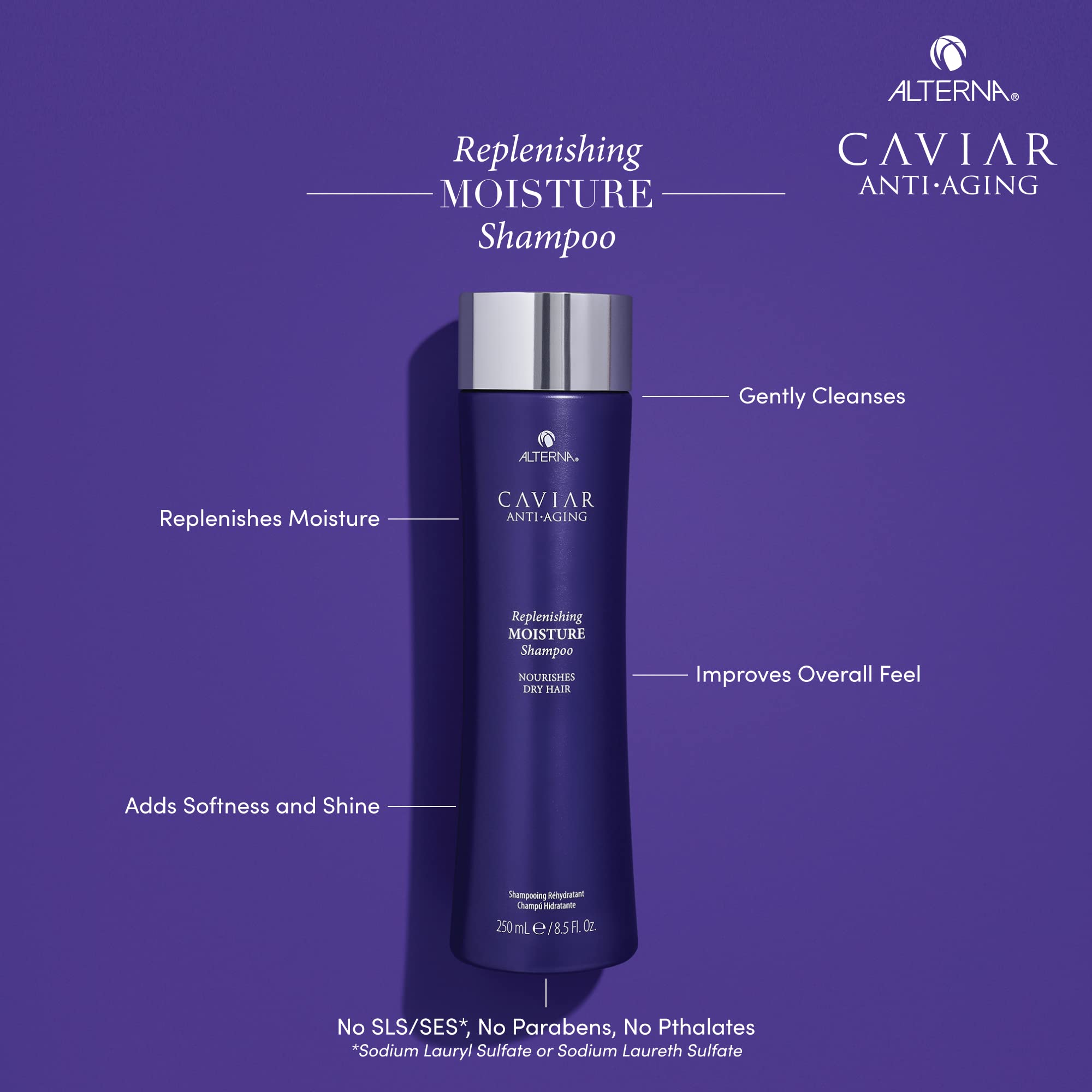 Alterna Haircare CAVIAR Anti-Aging Replenishing Moisture Shampoo & Conditioner Set with CC Cream | Sulfate-Free Formula for Hydration & Repair | Perfect for Dry, Damaged Hair | Salon-Quality Hair Care Regimen for Women & Men