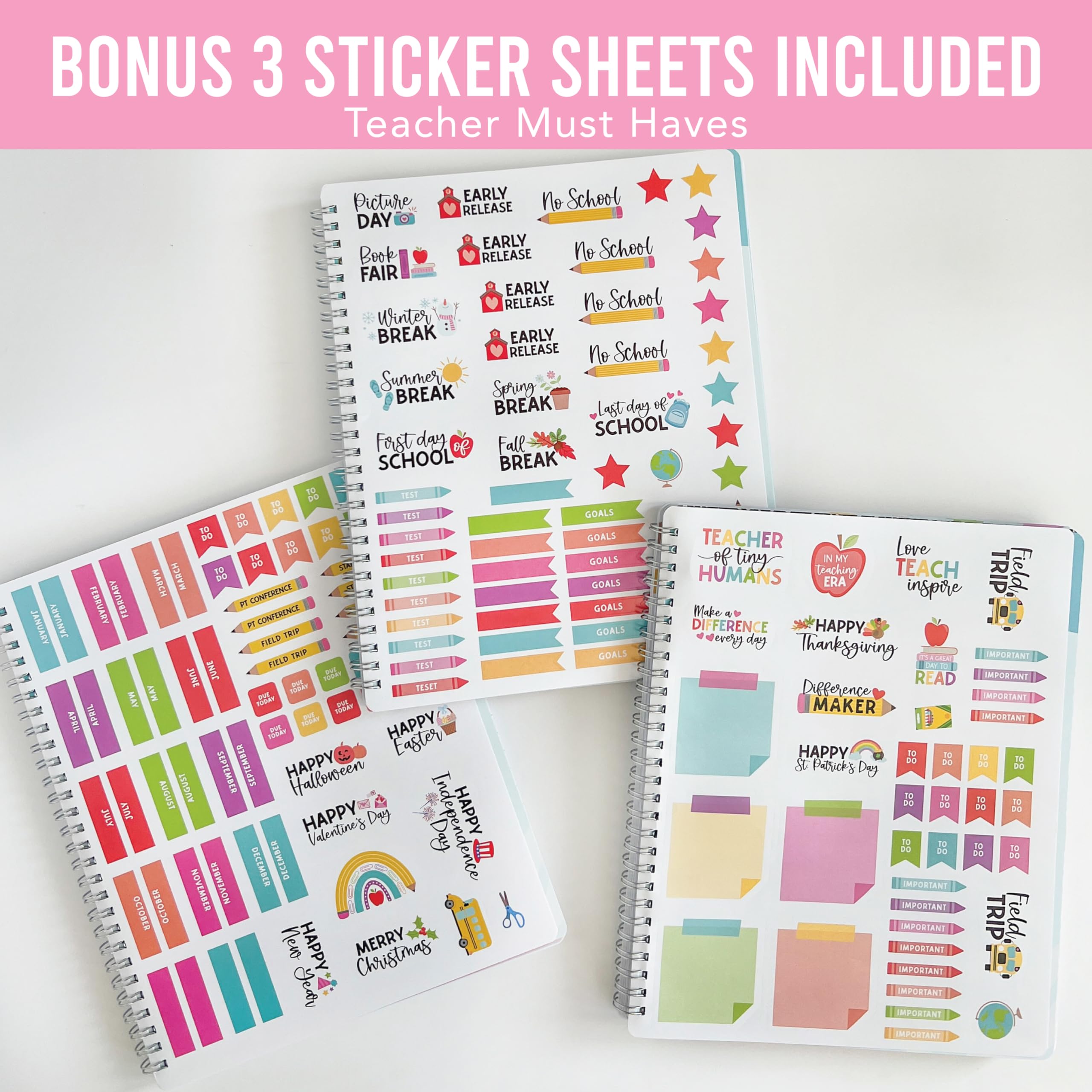 2025-2026 Teacher Planner - Undated Lesson Plan Book with Stickers, Monthly & Weekly Calendar, Student & Substitute Info - Composition Notebook for Homeschool & Classroom Organization - Perfect for Lesson Planning, Grade Tracking & Teacher Gifts