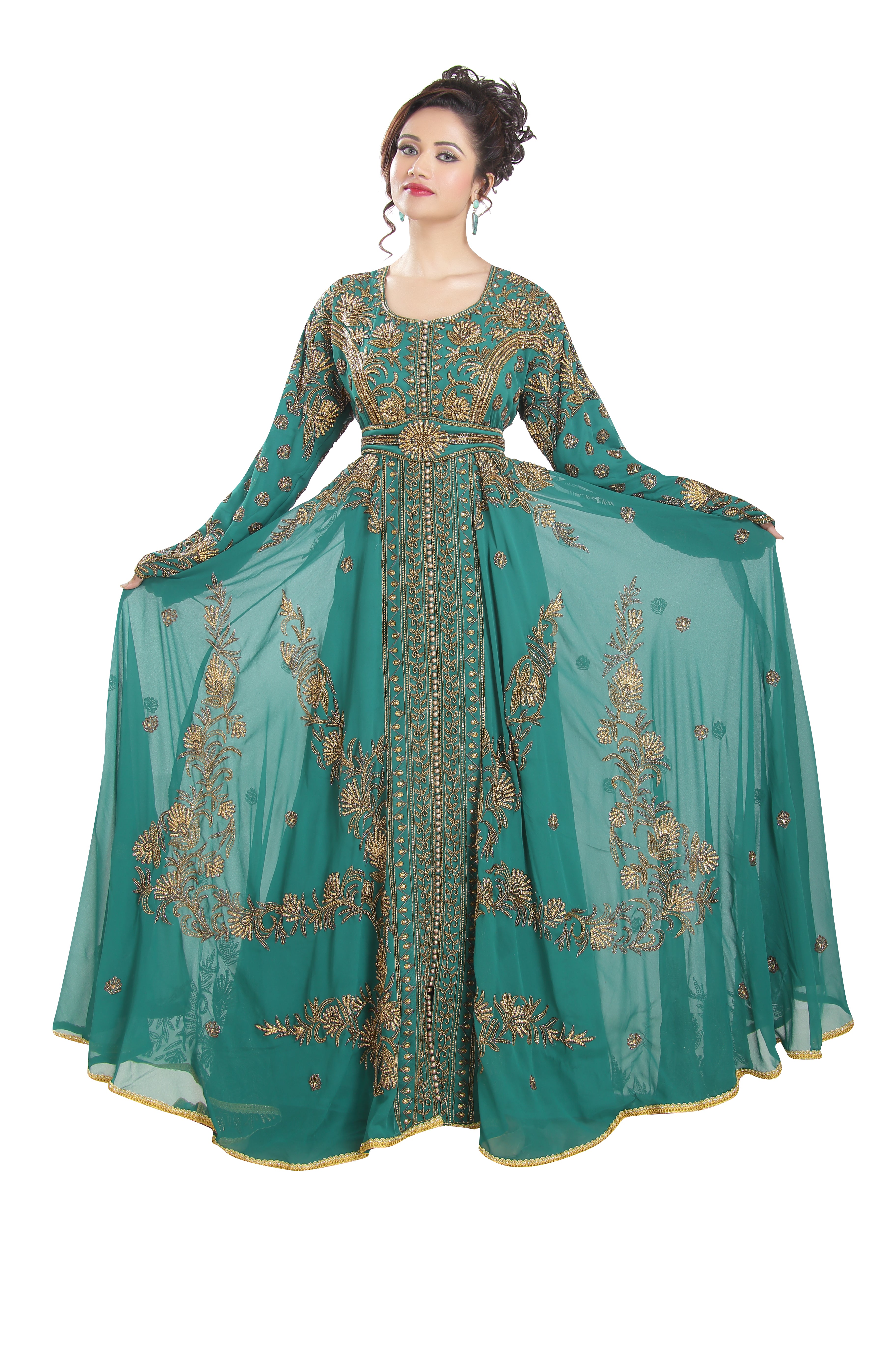 Elegant Embroidered Kaftan Ball Gown - Oriental Robe Dress for Women | Perfect for Weddings, Parties & Special Occasions