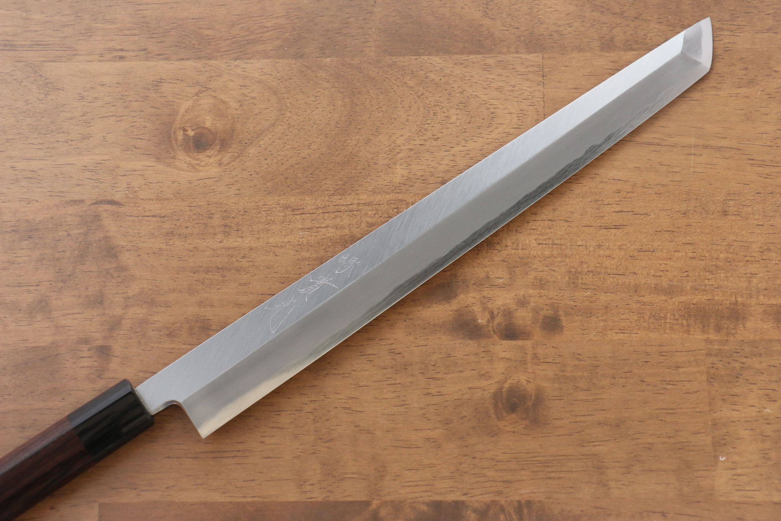Jikko White Steel No.2 Sakimaru Yanagiba 300mm Japanese Sushi Knife with Premium Ebony Handle - Perfect for Sushi Chefs & Professional Japanese Cuisine Preparation