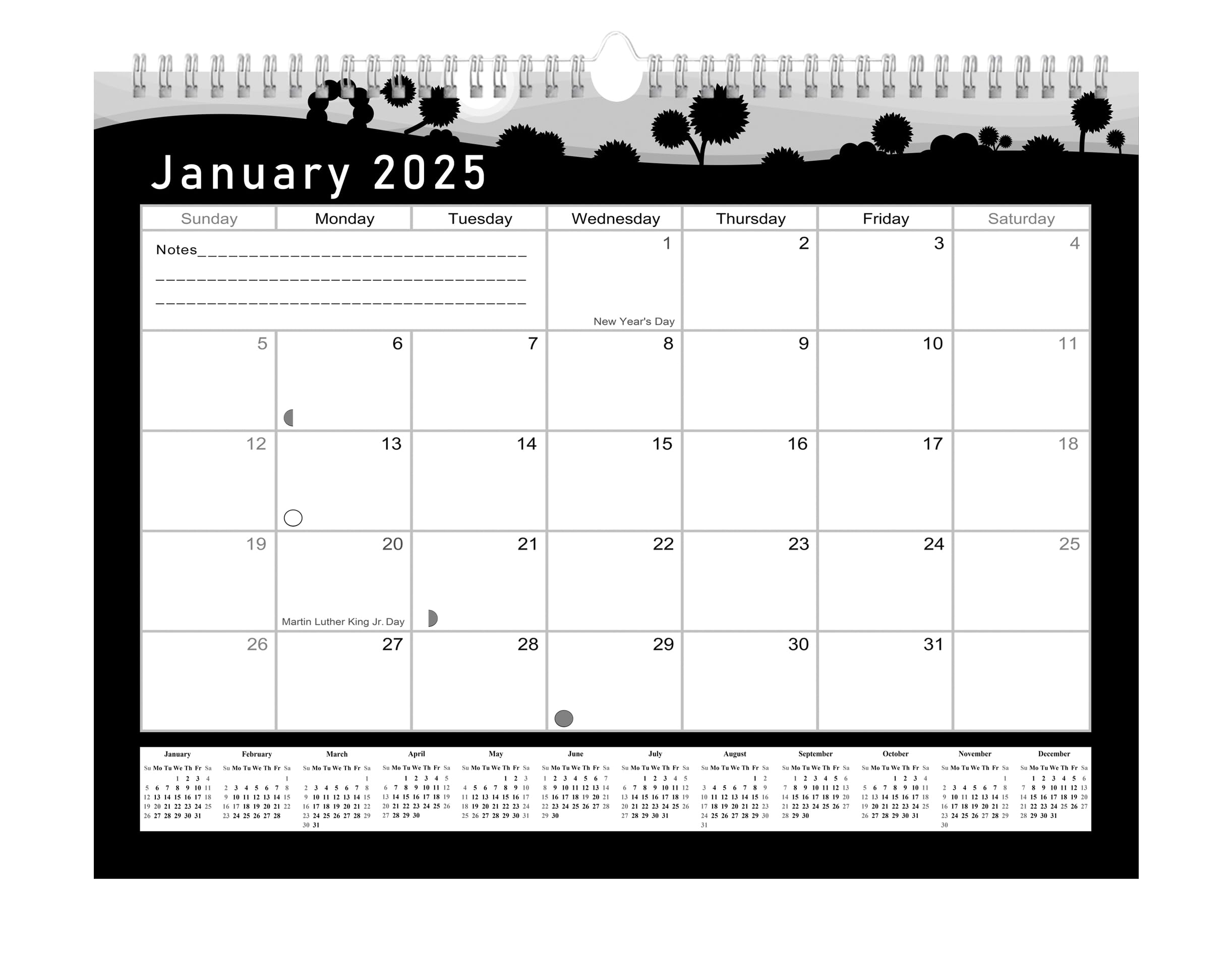 2025 Monthly Spiral-Bound Wall & Desk Calendar - 12-Month Planner with Tear-Off Pages for Home, Office & School Organization - Perfect for Scheduling, Goal Tracking & Productivity (Edition #015)