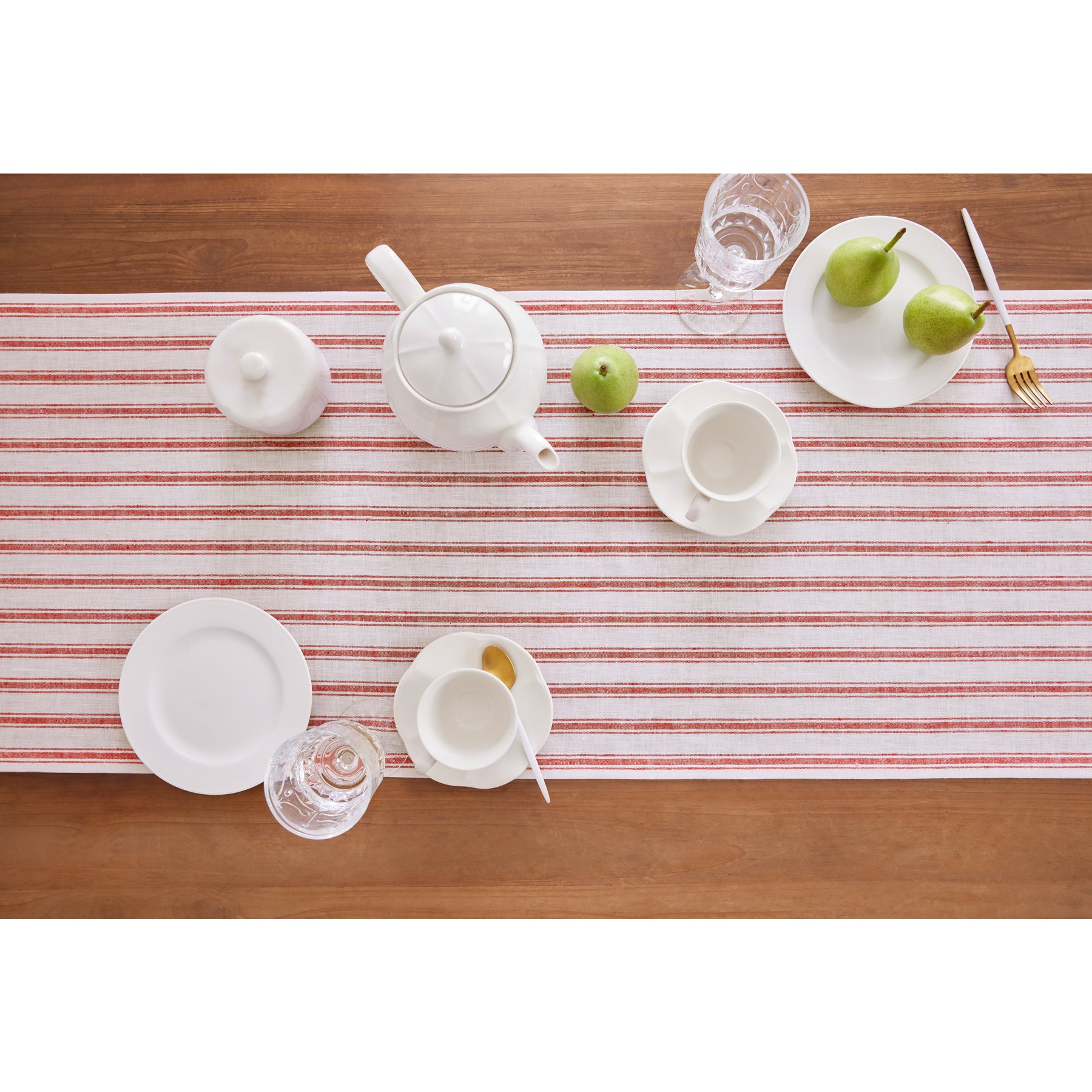 Capri Ticking Stripe Table Runner - 16 Inch & 18 Inch Wide Cotton Farmhouse Decor for Dining Table, Buffet, and Kitchen Island