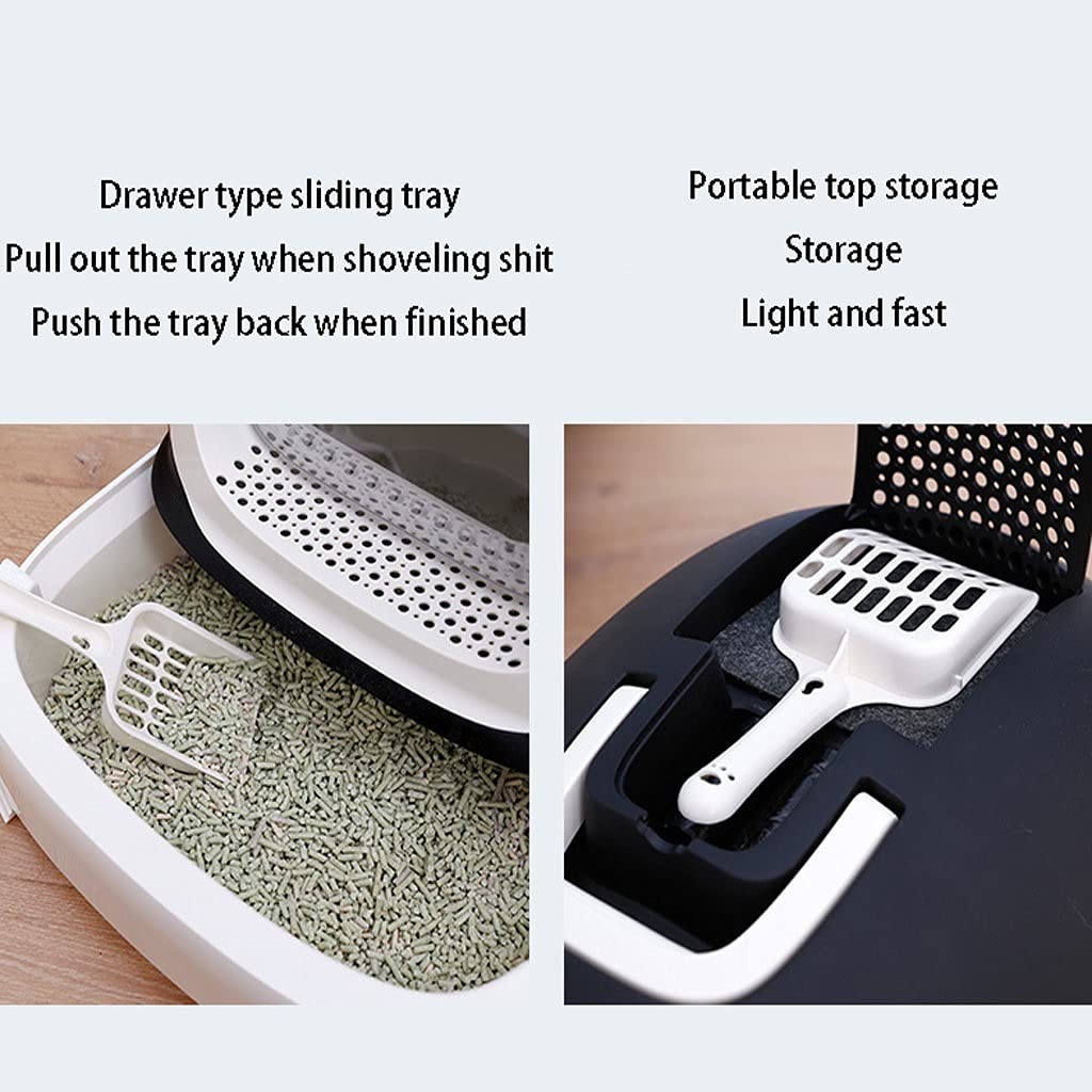 Self-Cleaning Cat Litter Box - Large Enclosed Space, Splash-Proof Design, Easy Clean Drawer System for Odor Control | Perfect for Multi-Cat Homes & Small Apartments | Black Cat Toilet Supplies for Indoor Cats