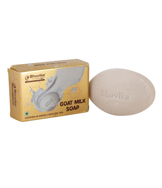 Bhuvika Natural Goat Milk Soap - 100g for Soft & Glowing Skin | Gentle Cleansing Bar for Dry, Sensitive Skin | Perfect for Daily Face & Body Care
