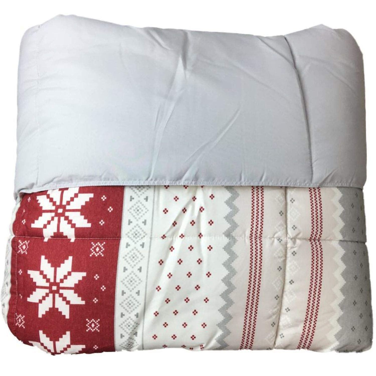 The Big One Full Queen Down Alternative Comforter - Reversible Red & Gray Fair Isle Design - Ultra Soft All-Season Bedding for Cozy Nights
