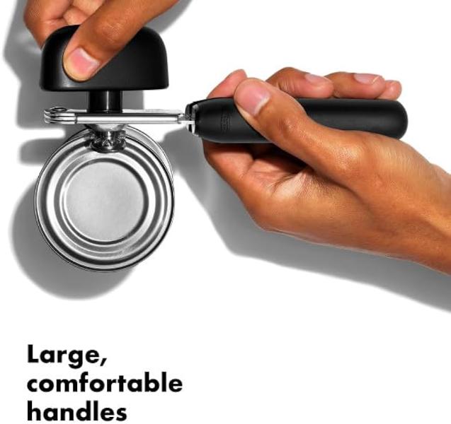 OXO Good Grips Soft Handled Can Opener - Ergonomic Kitchen Tool for Easy Opening Cans, Jars & Bottles - Perfect for Home Cooking, Camping & Emergency Preparedness