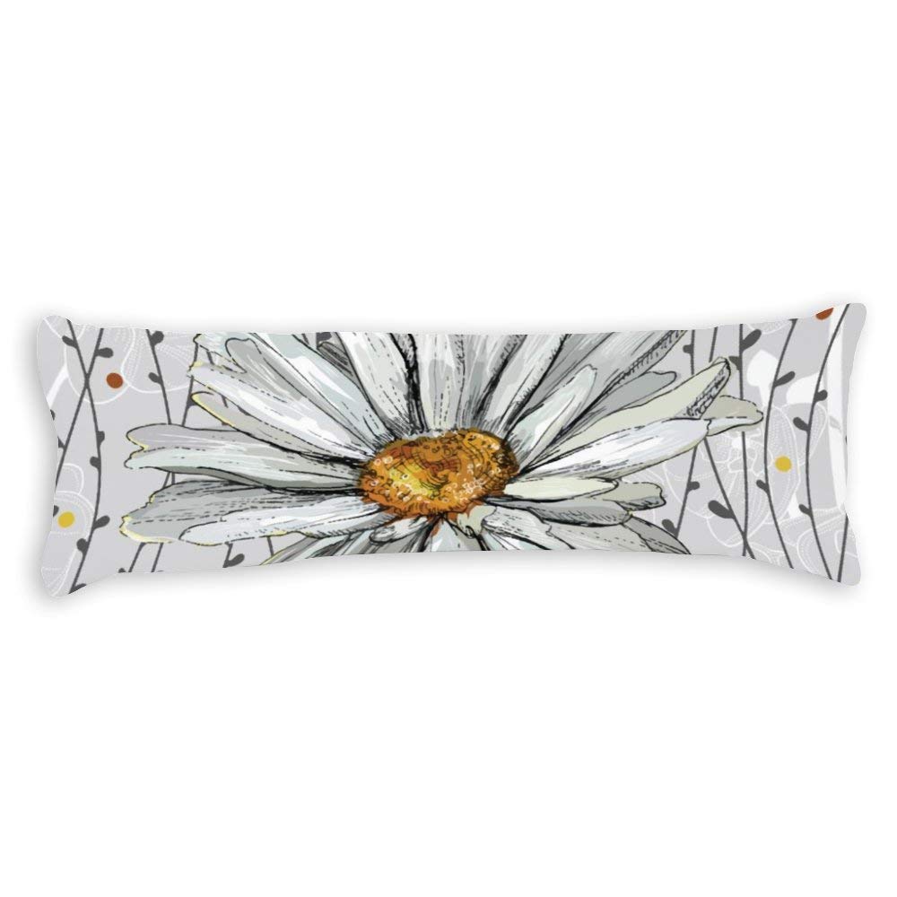 ArogGeld Daisy Wildflower Body Pillow Cover 20x54 Inches with Zipper - Soft Cotton Pillowcase for Bed, Couch & Travel - Funny Gift Idea for Home Decor, Anime Fans & Comfort Lovers