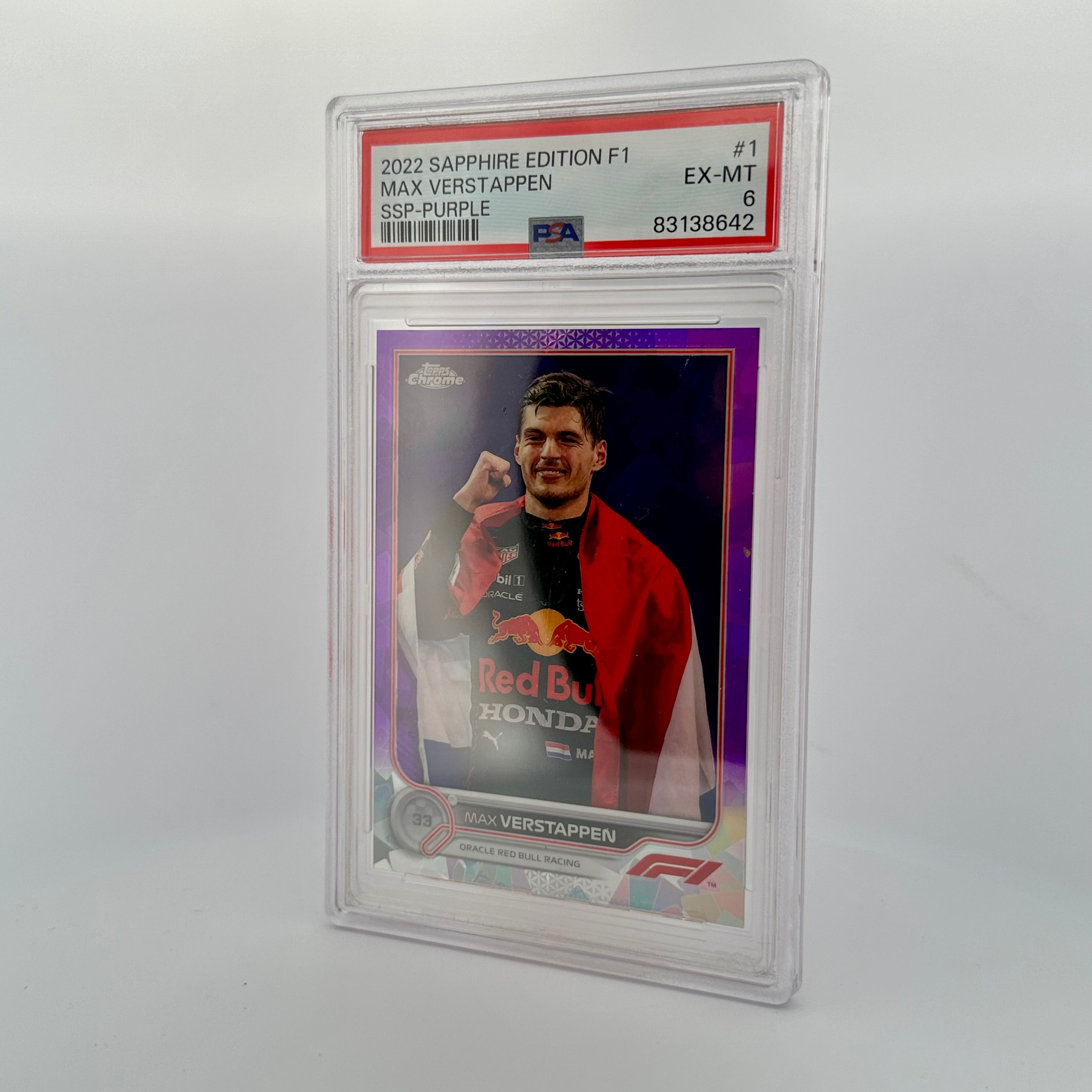 PSA 6 Graded 10/10 Max Verstappen Sapphire Edition 1 SSP Purple Parallel - Rare Trading Card for Collectors & Sports Memorabilia Enthusiasts