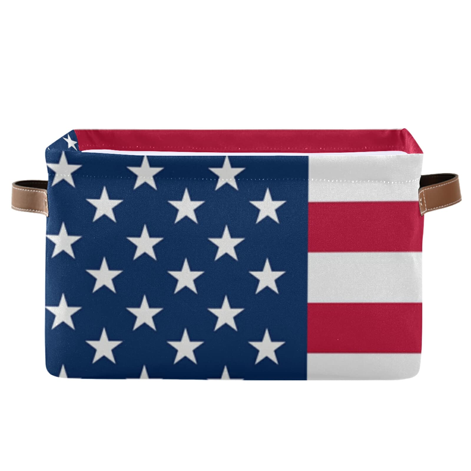 American Flag Storage Basket - Collapsible Canvas Storage Bins & Boxes for Clothes, Toys, Books (2-Pack) | Foldable Organizer with Handles | Perfect for Home, Office, Kids Room & Travel Organization
