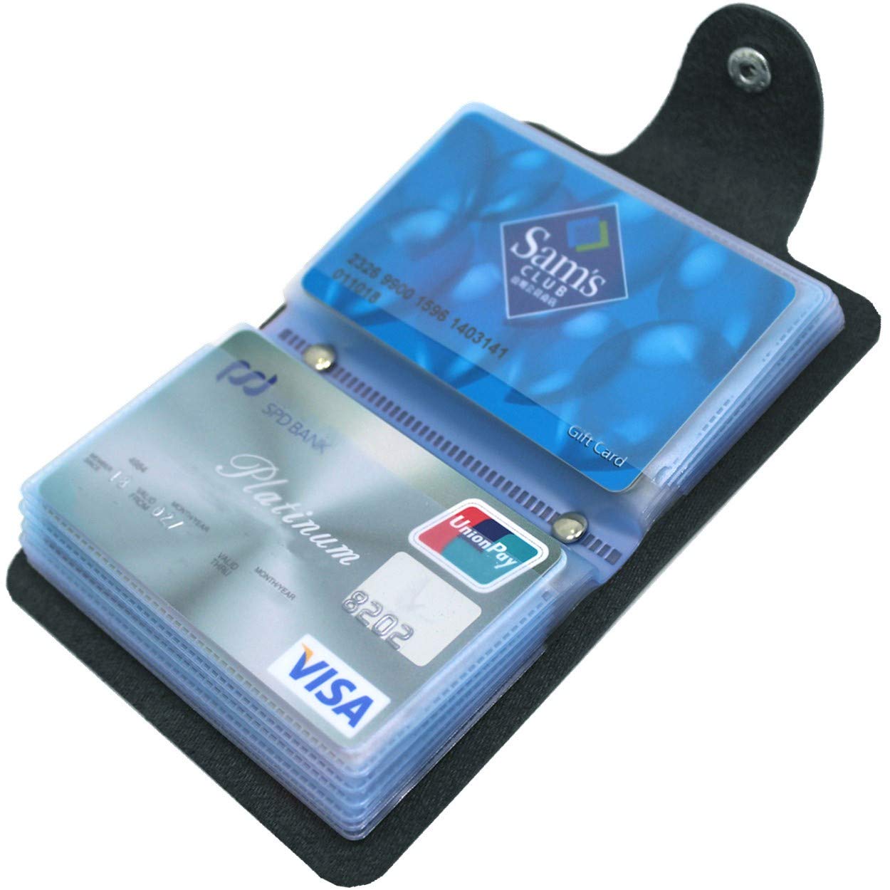 Premium Soft Leather Credit Card Holder for Men & Women - Slim RFID Blocking Wallet with 24 Durable Plastic Slots for Cards, ID & Business Cards - Perfect for Travel, Work & Everyday Use (Black)