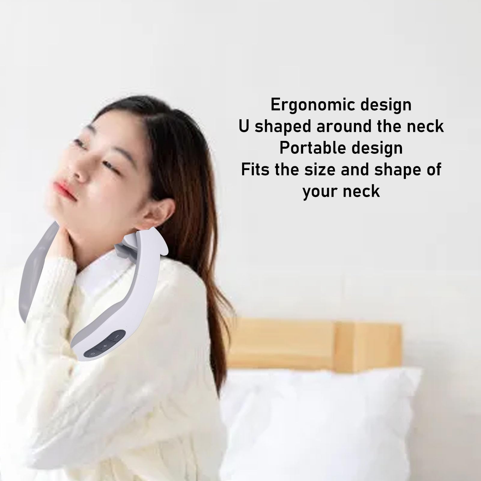 Electric Neck Massager with 4 Kneading Heads - Adjustable & Portable Cervical Vertebra Massager for Shoulder & Back Pain Relief - Perfect for Office, Travel & Home Use