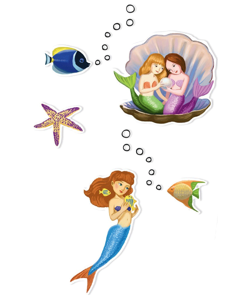 160 Unique Mermaid Stickers for Kids - Waterproof Vinyl Decals for Scrapbooking, Laptops, Water Bottles - Djeco Premium Art Stickers for DIY Crafts, School Supplies & Party Favors