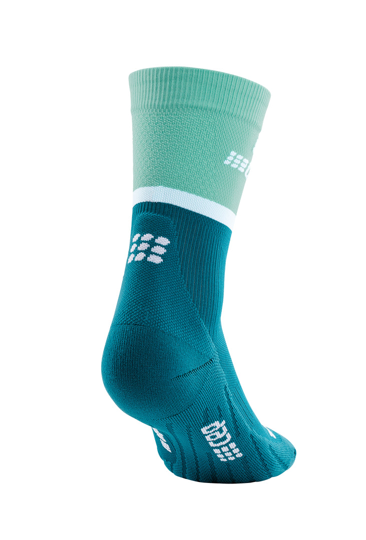 CEP Men's The Run Socks Mid Cut V4 - Compression Running Socks for Men, Ocena/Petrol (WP3CNR) - Ideal for Marathon Training, Jogging & Athletic Performance