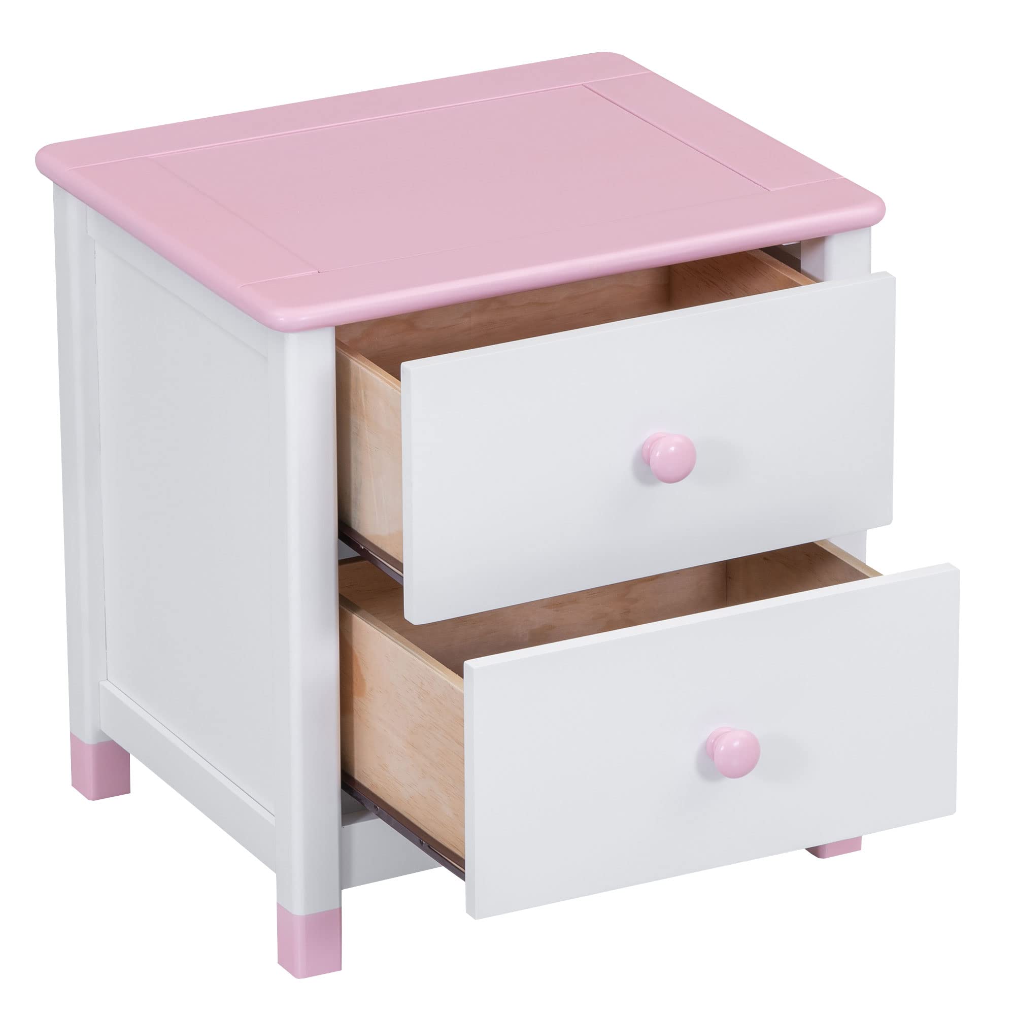 Harper & Bright Designs 3-Piece Twin Size Wooden Bedroom Set - Platform Bed with Nightstand & Storage Dresser for Kids, Teens & Adults (White+Pink) | Modern Space-Saving Bedroom Furniture for Small Rooms & Apartments