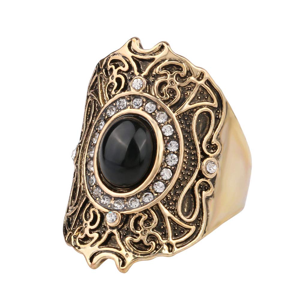 Ancient Gold Black Ring - Turkey Jewelry Lucky Pattern for Gifts & Fashion