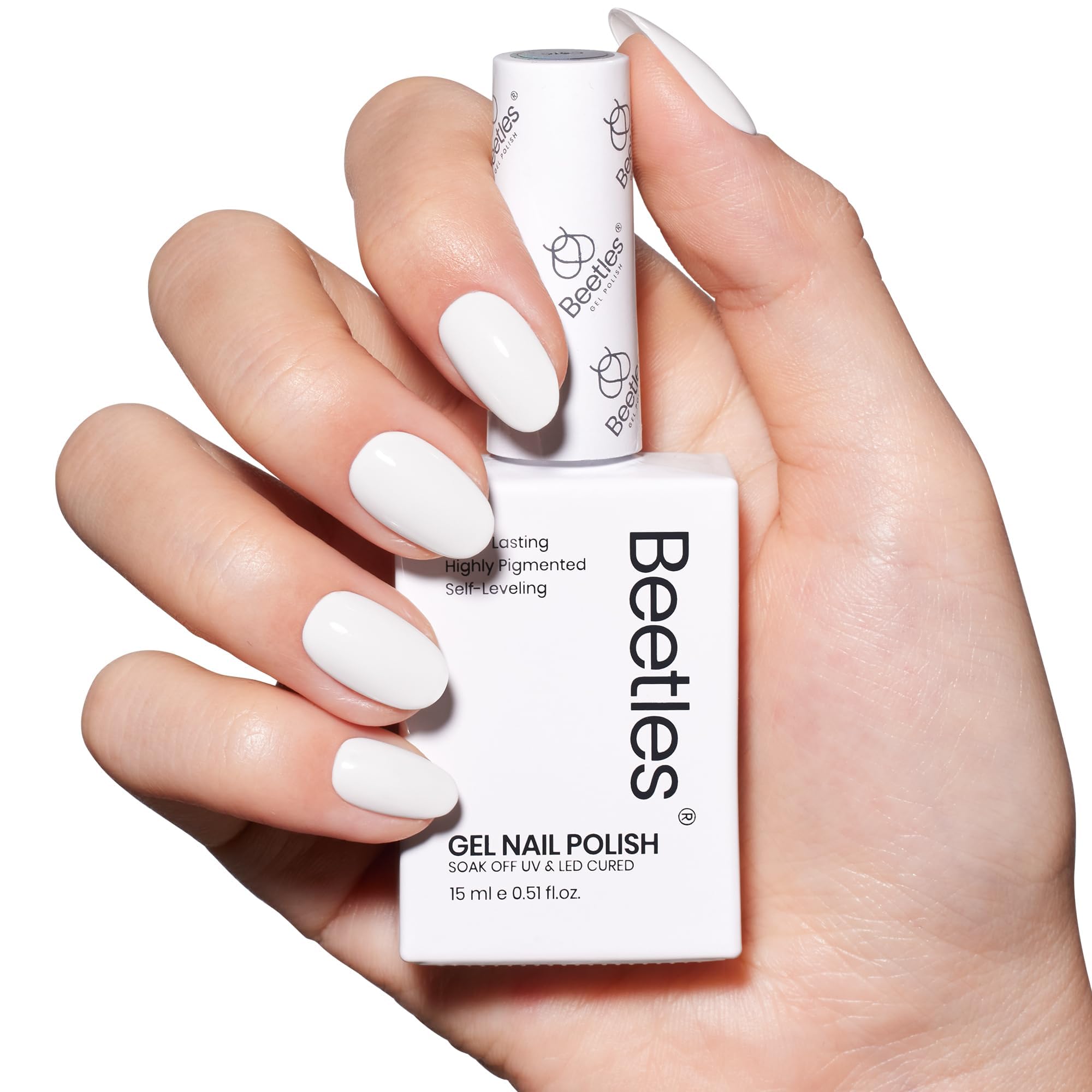 Beetles White Gel Nail Polish Kit - 15ml UV LED Soak Off Nail Gel for Home Salon & DIY Manicure | Pure Elegance Design, Gift for Women | Perfect for Nail Art, French Tips & Professional Nail Designs (1Pcs 0.5Oz Colorful Bottle)