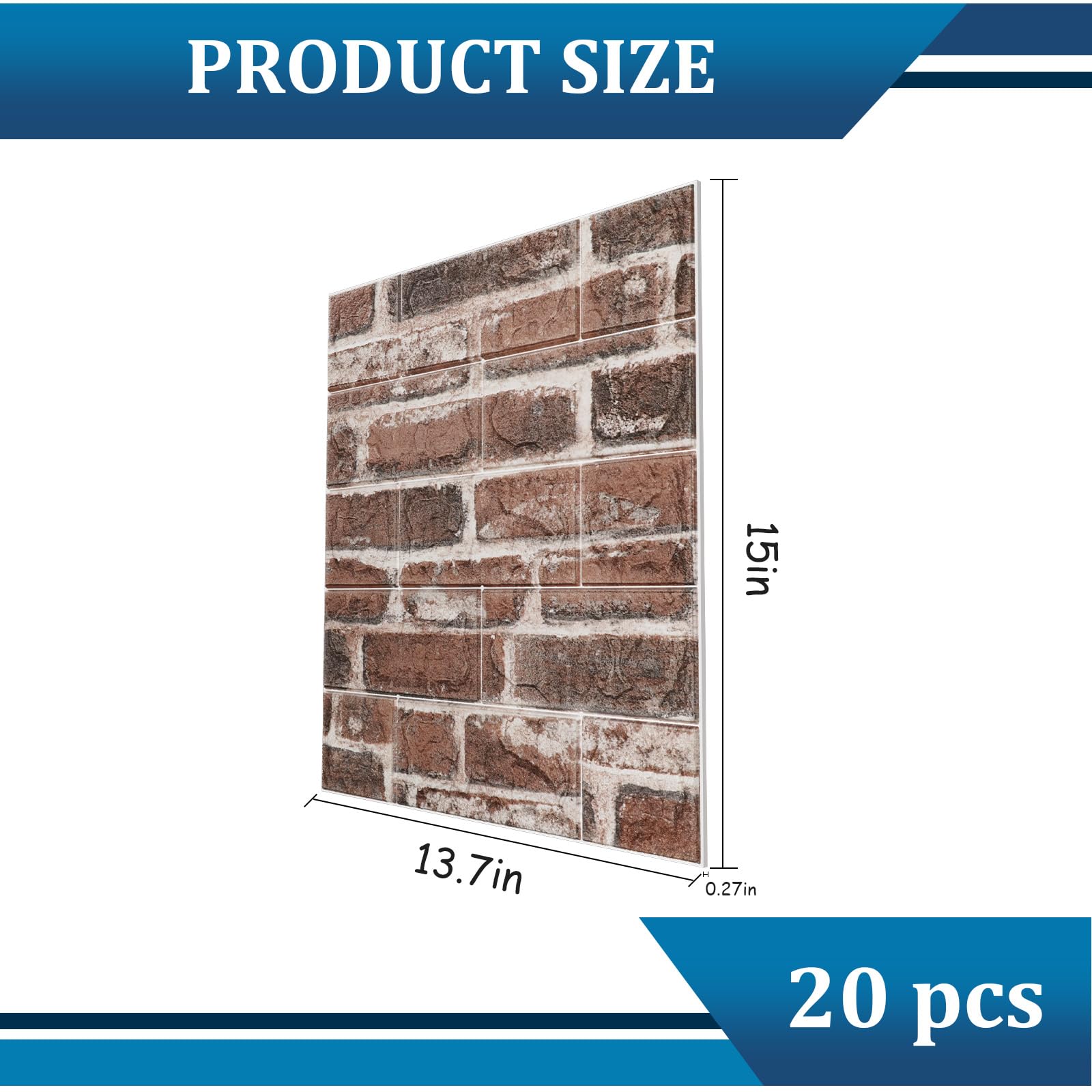 20PCS 3D Peel and Stick Faux Brick Wall Panels - Self-Adhesive Foam Stone Wallpaper for Bedroom, Kitchen, Living Room & Home Decor - Easy DIY Wall Covering for Accent Walls and Interior Design