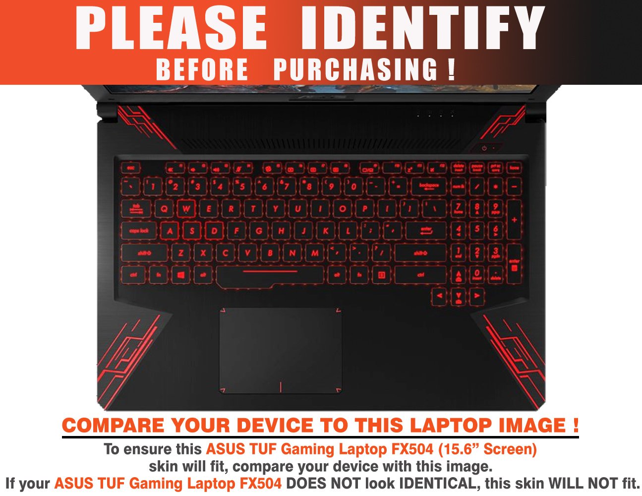Decalrus Protective Decal for Asus TUF Gaming Laptop FX504 (15.6