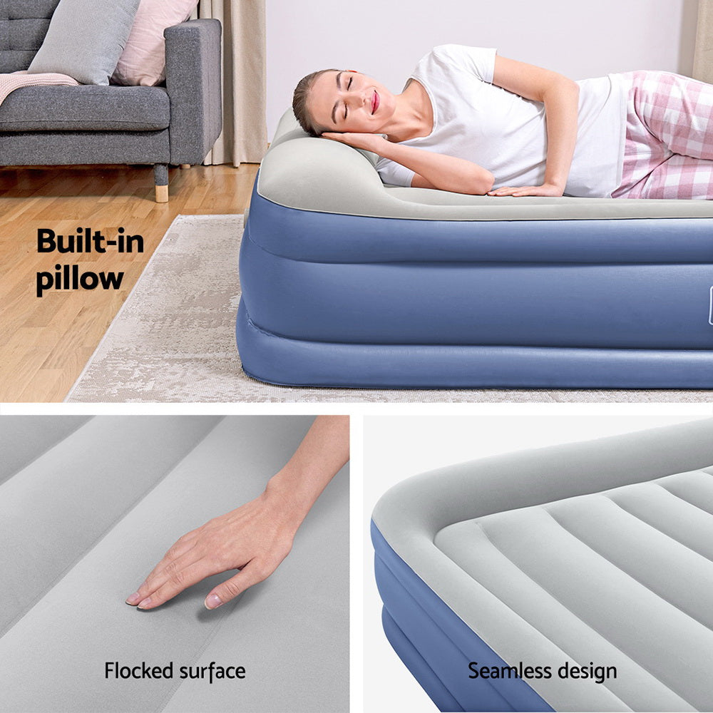 46cm Thick Inflatable Air Mattress with Built-in Pump - Queen Size for Camping, Guest Beds & Travel Comfort