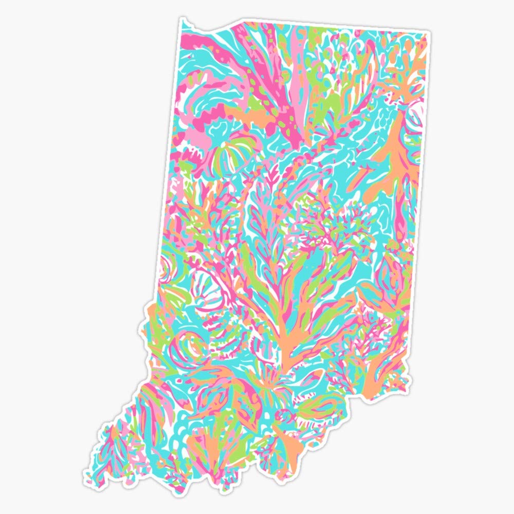 Indiana State Waterproof Vinyl Sticker Decal - 5 Inch Durable Car, Laptop, Wall, Window & Bumper Decoration - Perfect for Home Decor, College Dorm, Office & Travel Accessories
