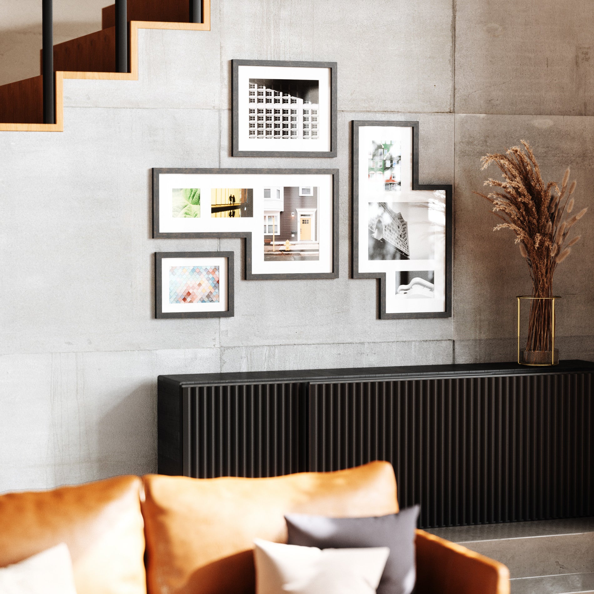 Mingle Wall Picture Frames Set of 4 - 8x10 10x12 11x14 12x16 Inches - Black Wooden Photo Frames for Home Decor, Living Room, Bedroom & Office Wall Art Display
