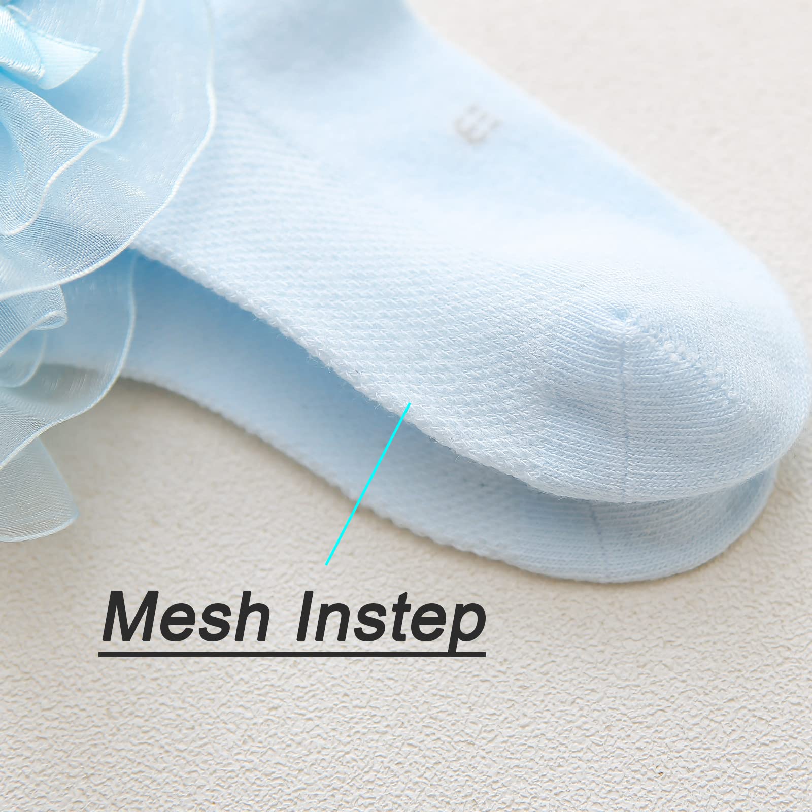 Girls Ruffle Socks - Frilly Lace Ankle Socks for Toddlers & Kids (3/6 Pairs) - Princess Dress Socks for School, Parties & Special Occasions